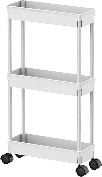 Clear 3-Tier Plastic Rolling Utility Cart with Wheels