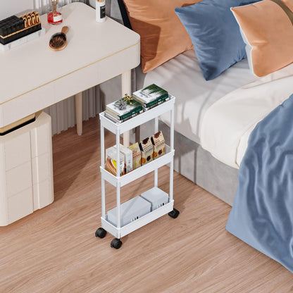 Clear 3-Tier Plastic Rolling Utility Cart with Wheels
