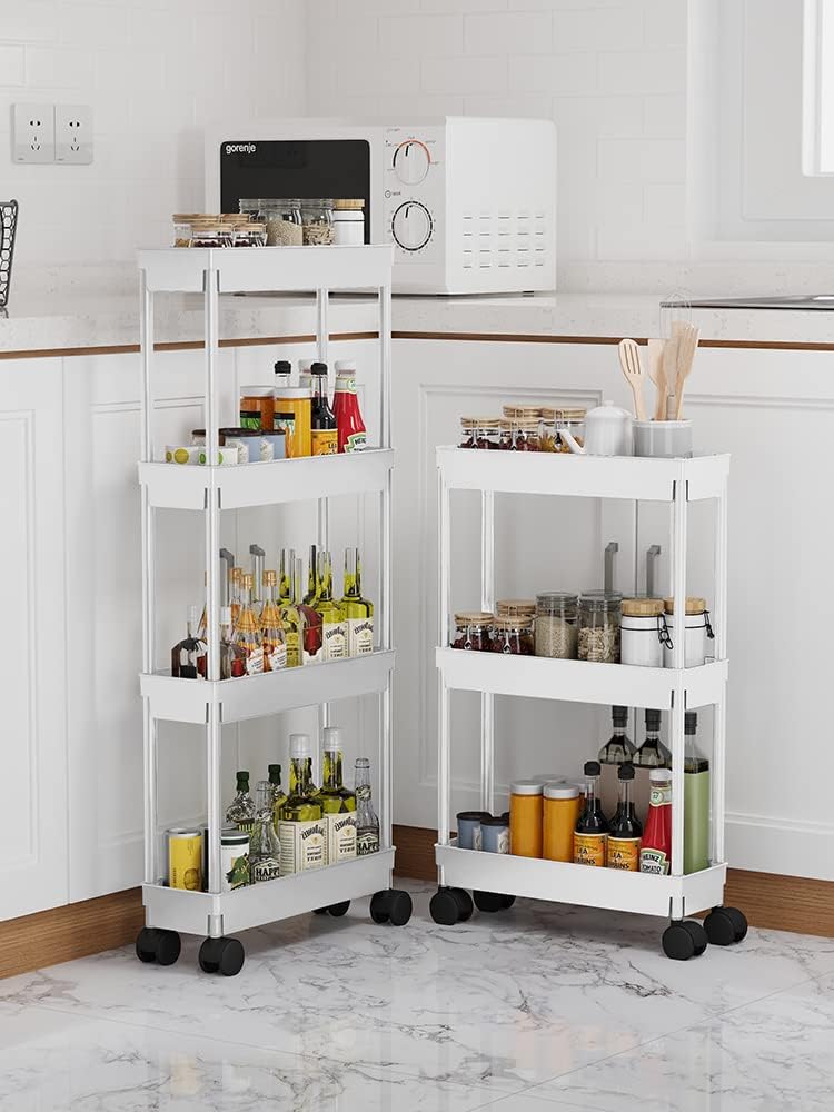 Clear 3-Tier Plastic Rolling Utility Cart with Wheels