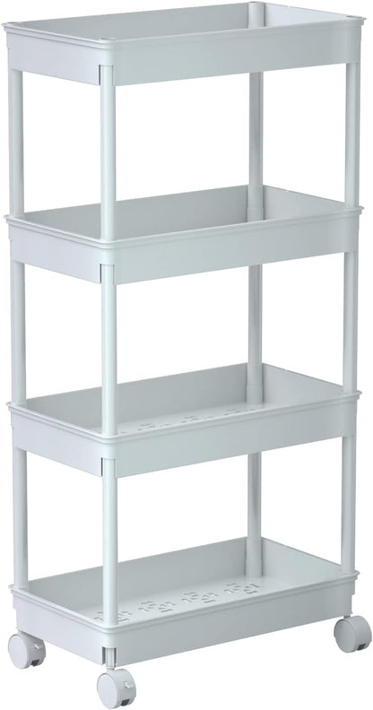 Clear 3-Tier Plastic Rolling Utility Cart with Wheels