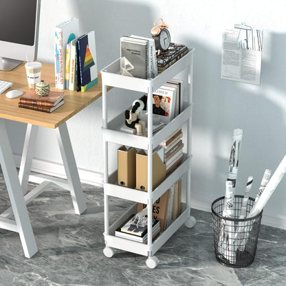 Clear 3-Tier Plastic Rolling Utility Cart with Wheels