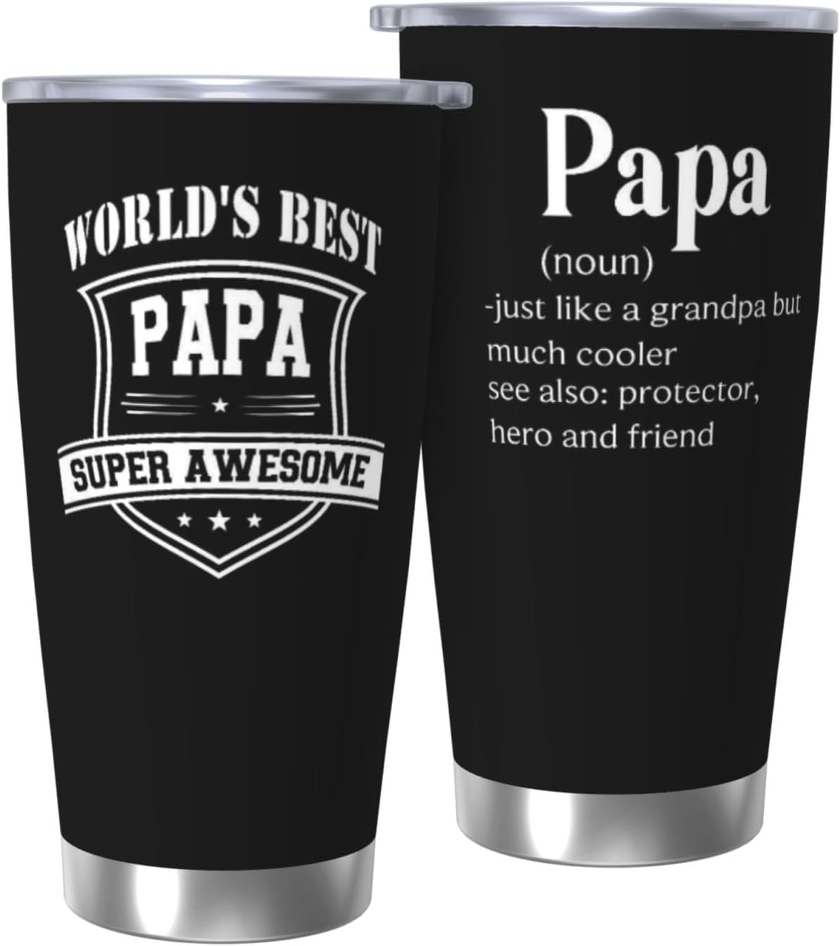 Papa Birthday Gifts 20oz Tumbler, Grandpa Gift for Men Papas | Best Papa Coffee Mug Cup, Heartfelt Birthday Present for Grandpa from Grandkids