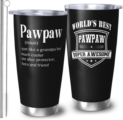 Papa Birthday Gifts 20oz Tumbler, Grandpa Gift for Men Papas | Best Papa Coffee Mug Cup, Heartfelt Birthday Present for Grandpa from Grandkids