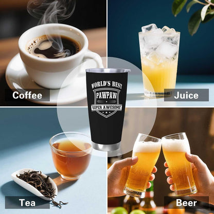 Papa Birthday Gifts 20oz Tumbler, Grandpa Gift for Men Papas | Best Papa Coffee Mug Cup, Heartfelt Birthday Present for Grandpa from Grandkids
