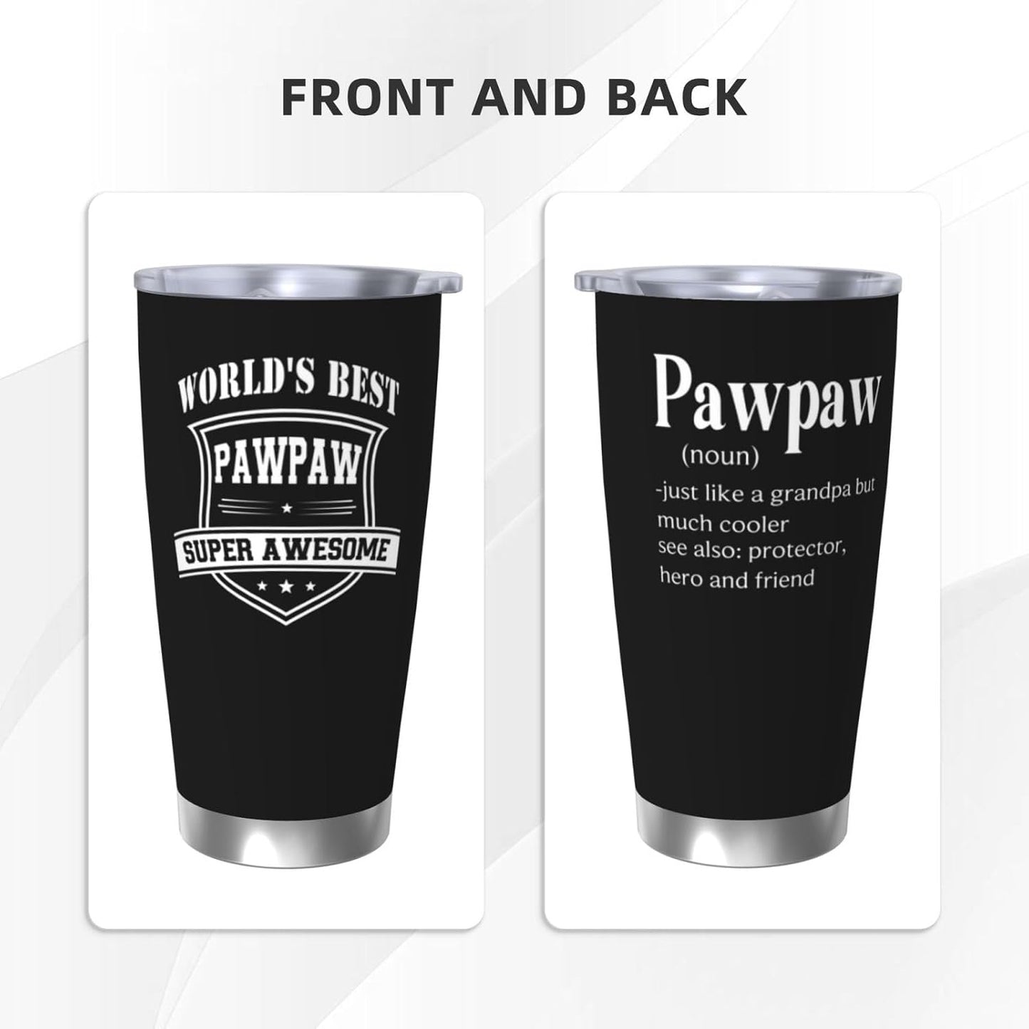 Papa Birthday Gifts 20oz Tumbler, Grandpa Gift for Men Papas | Best Papa Coffee Mug Cup, Heartfelt Birthday Present for Grandpa from Grandkids
