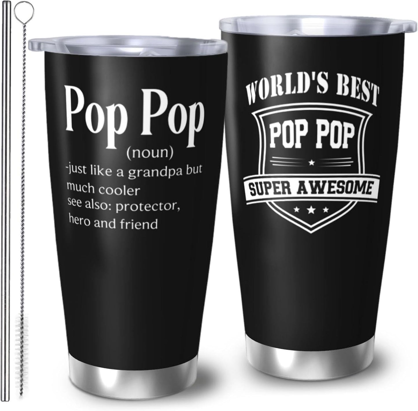 Papa Birthday Gifts 20oz Tumbler, Grandpa Gift for Men Papas | Best Papa Coffee Mug Cup, Heartfelt Birthday Present for Grandpa from Grandkids