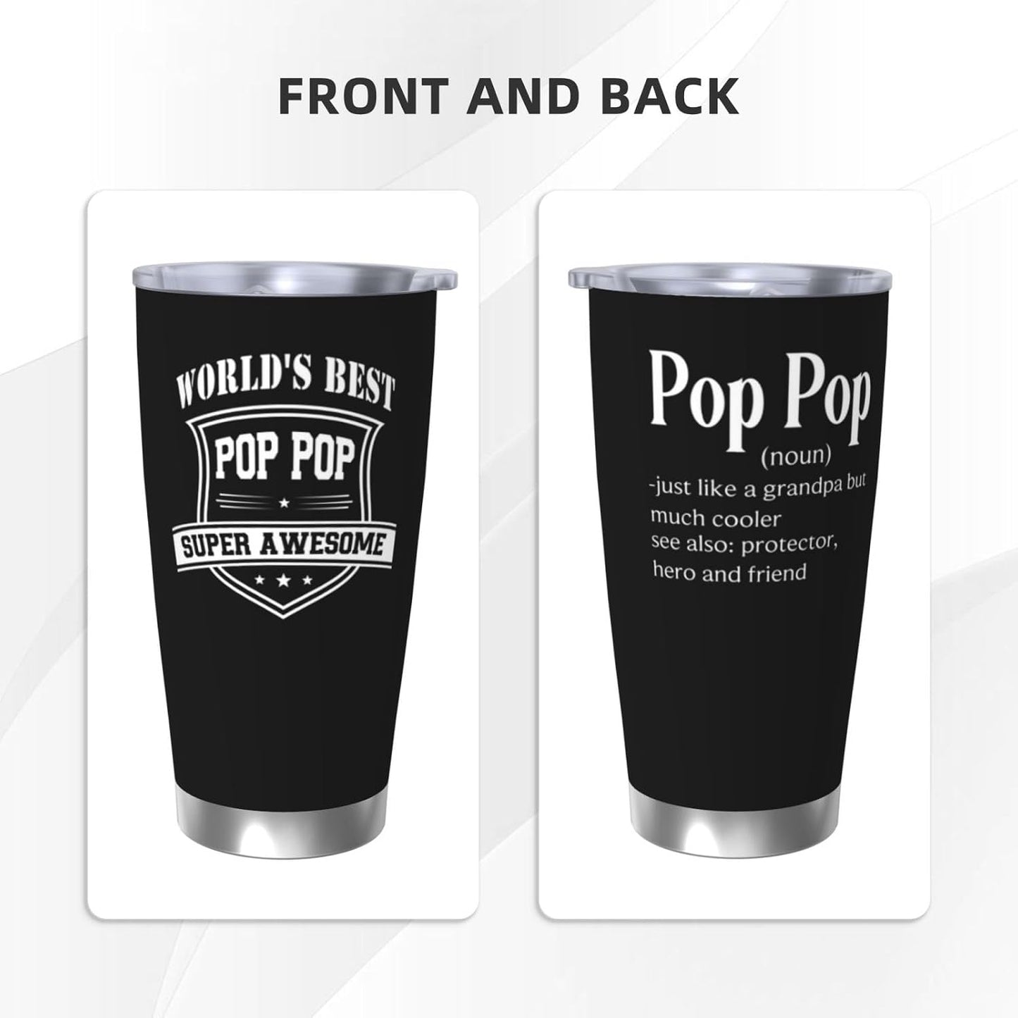 Papa Birthday Gifts 20oz Tumbler, Grandpa Gift for Men Papas | Best Papa Coffee Mug Cup, Heartfelt Birthday Present for Grandpa from Grandkids