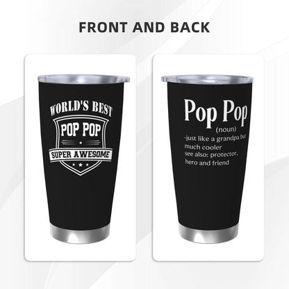Papa Birthday Gifts 20oz Tumbler, Grandpa Gift for Men Papas | Best Papa Coffee Mug Cup, Heartfelt Birthday Present for Grandpa from Grandkids