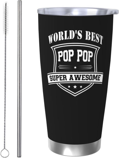 Papa Birthday Gifts 20oz Tumbler, Grandpa Gift for Men Papas | Best Papa Coffee Mug Cup, Heartfelt Birthday Present for Grandpa from Grandkids
