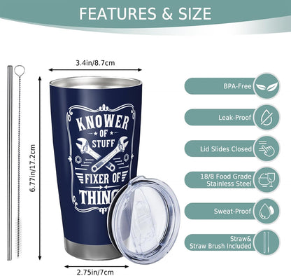 Papa Birthday Gifts 20oz Tumbler, Grandpa Gift for Men Papas | Best Papa Coffee Mug Cup, Heartfelt Birthday Present for Grandpa from Grandkids