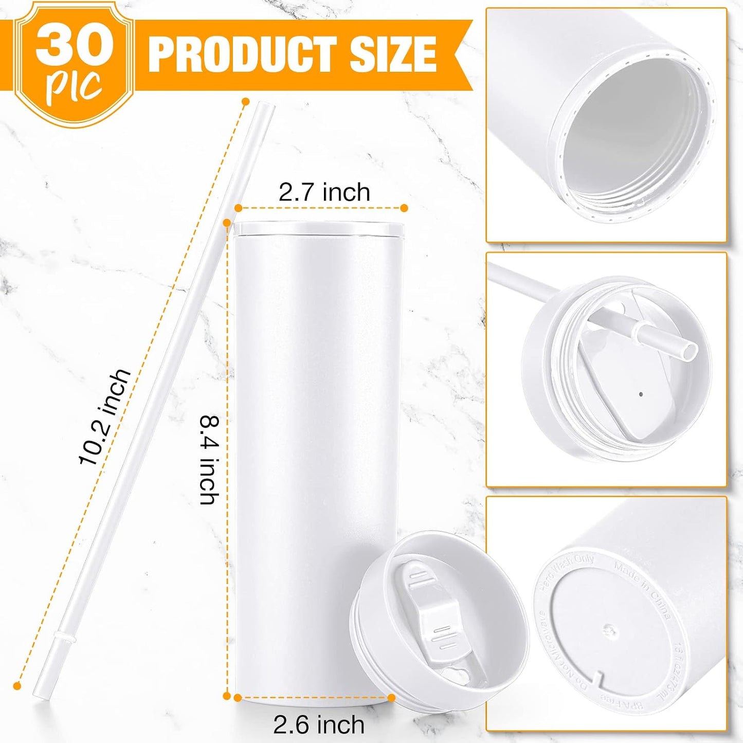8 Pcs Skinny Tumbler with Lid and Straw, 16 oz Matte Acrylic Tumbler Insulated Double Wall Plastic Reusable Cups Vinyl Customized DIY Gifts for Parties, Birthday, Home, Office (Black)
