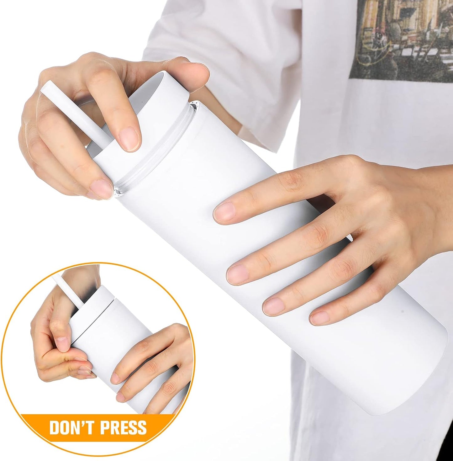 8 Pcs Skinny Tumbler with Lid and Straw, 16 oz Matte Acrylic Tumbler Insulated Double Wall Plastic Reusable Cups Vinyl Customized DIY Gifts for Parties, Birthday, Home, Office (Black)