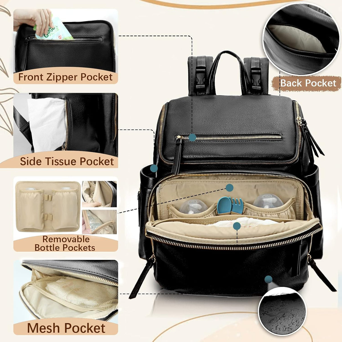 Diaper Bag Backpack Baby Large Travel Work School Backpack Women