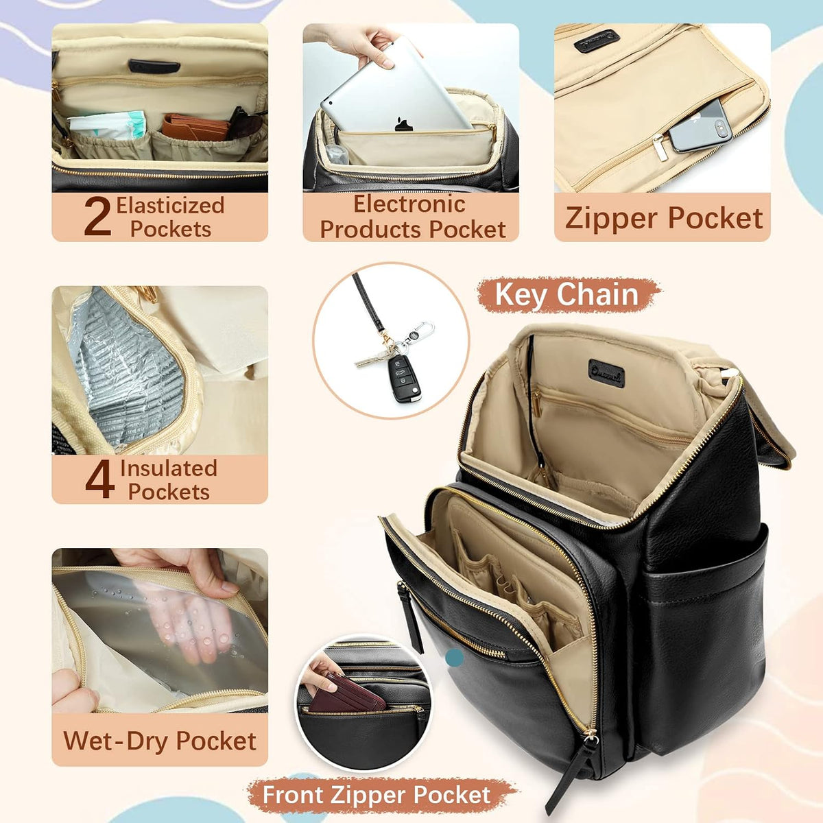 Diaper Bag Backpack Baby Large Travel Work School Backpack Women