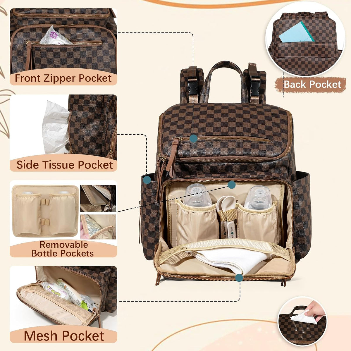 Diaper Bag Backpack Baby Large Travel Work School Backpack Women