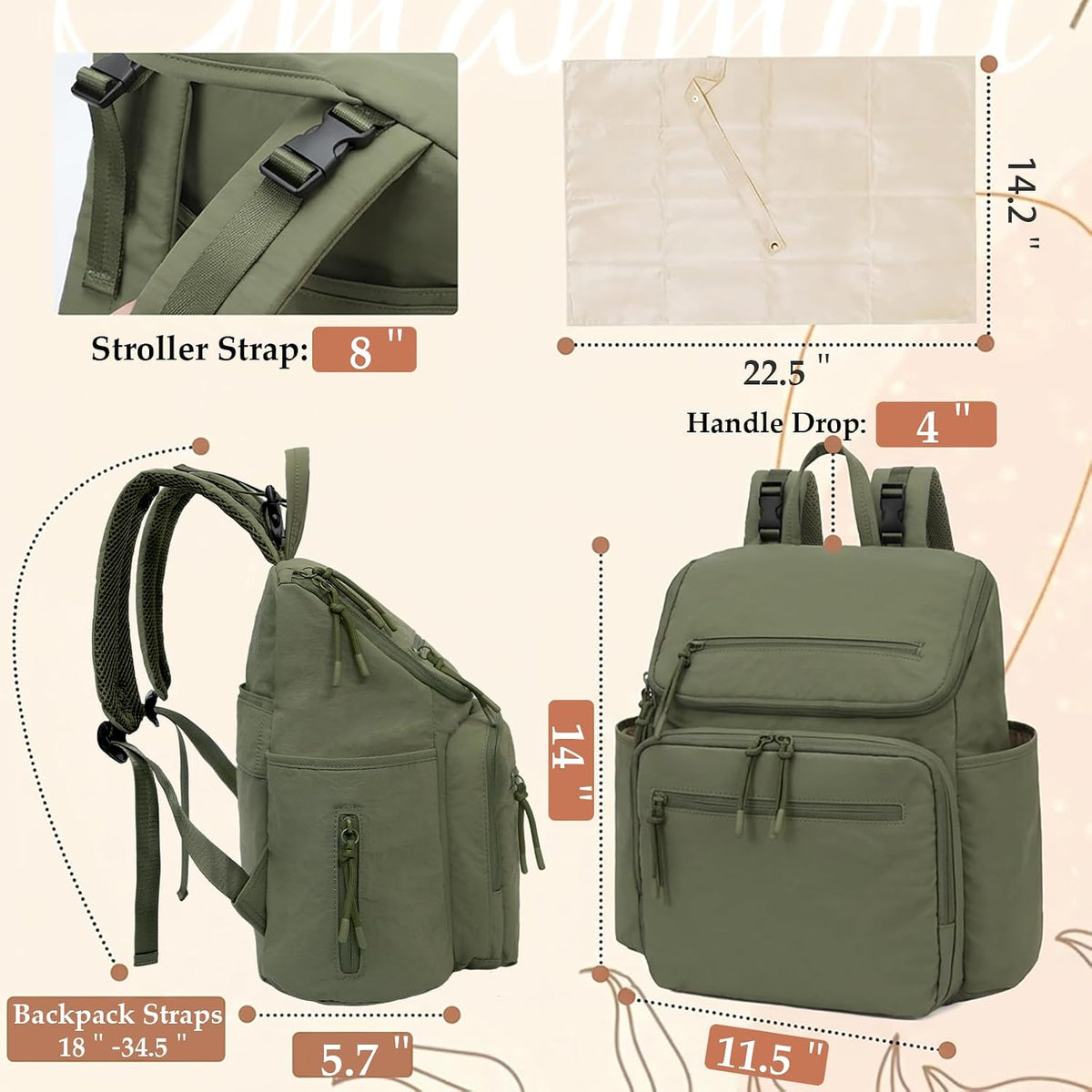 Diaper Bag Backpack Baby Large Travel Work School Backpack Women