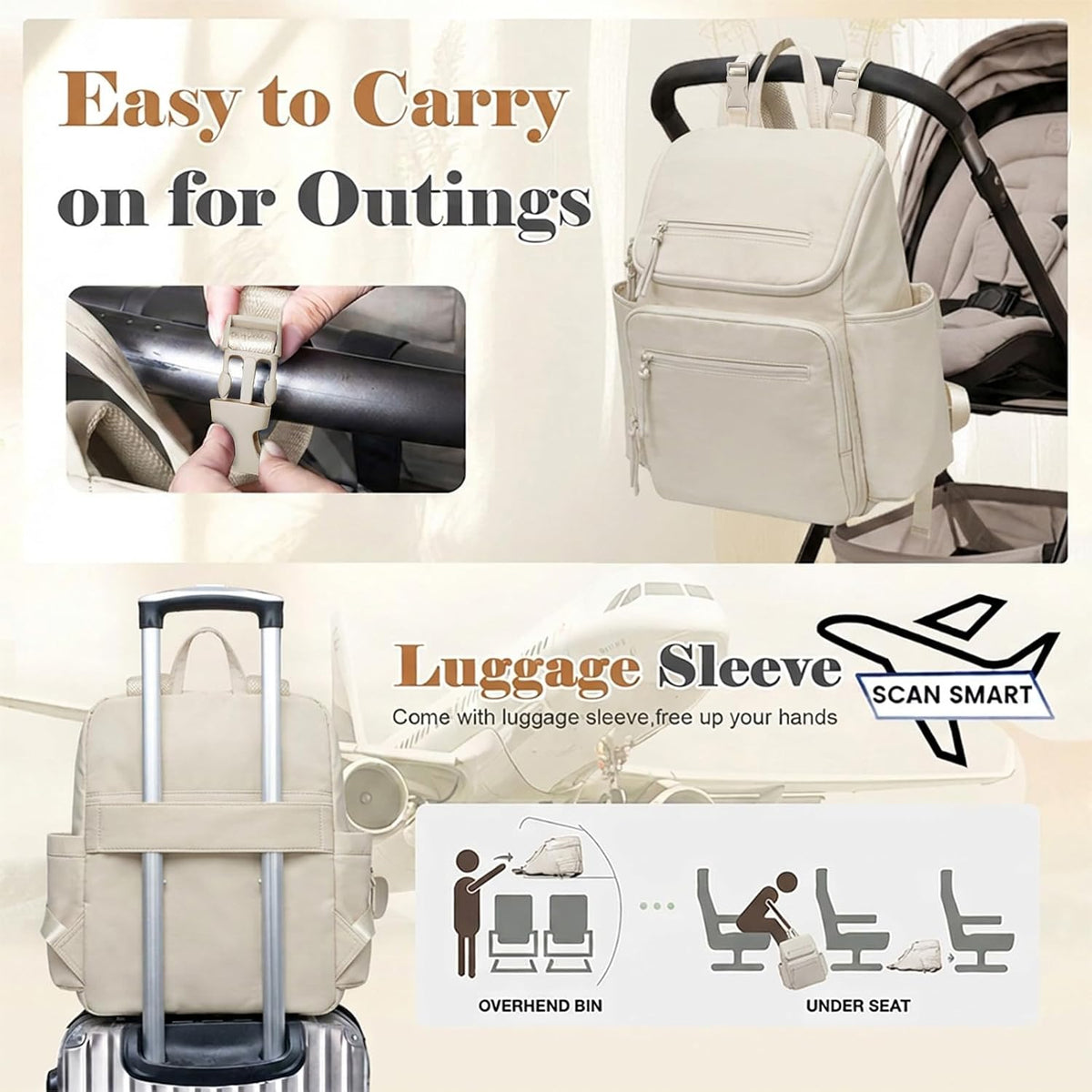 Diaper Bag Backpack Baby Large Travel Work School Backpack Women