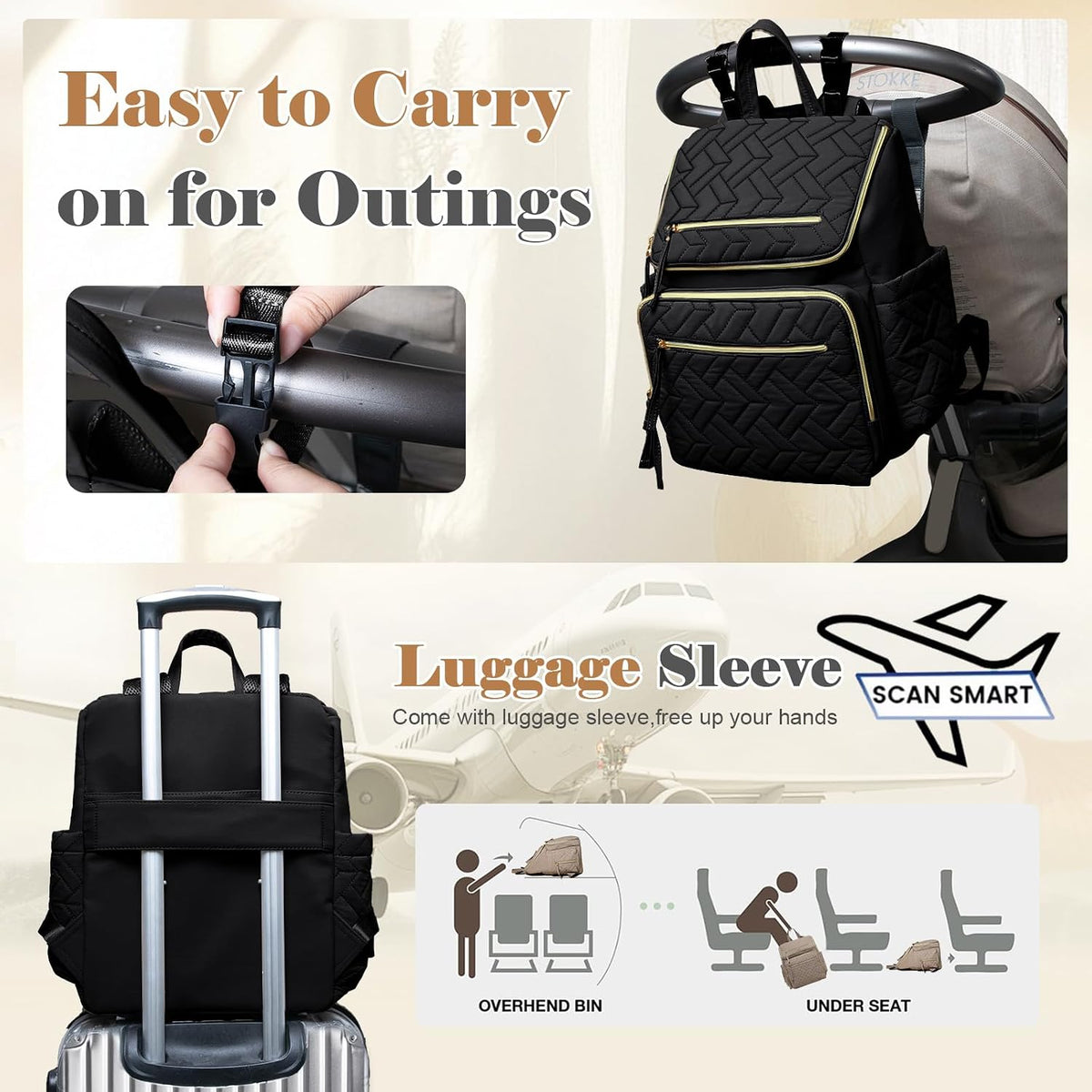 Diaper Bag Backpack Baby Large Travel Work School Backpack Women