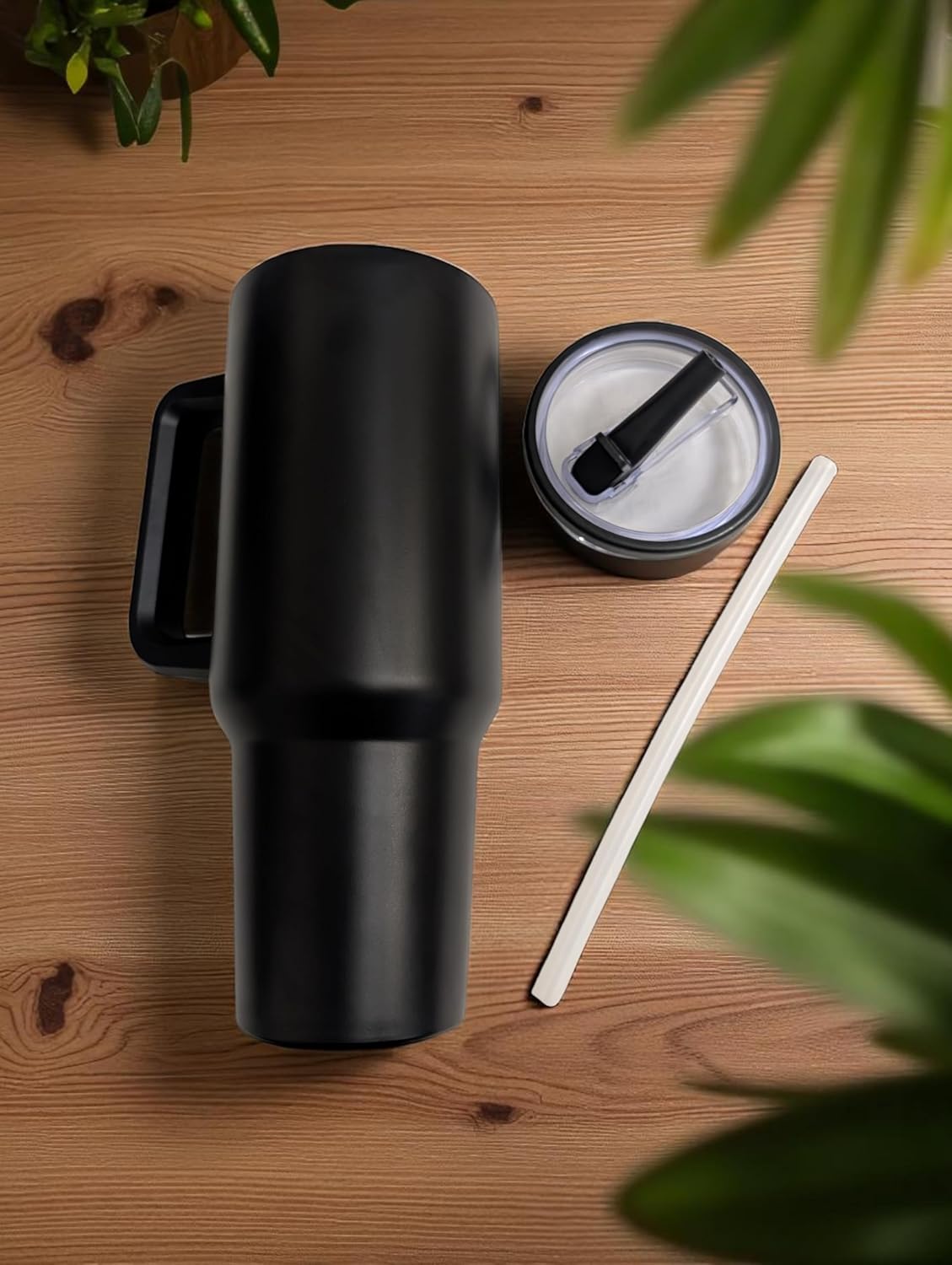 40oz Stainless Steel Tumbler with Flip Straw & Handle | Vacuum Insulated Travel Mug | Leak-Proof Lid | Hot & Cold Drinks | BPA-Free | Perfect for Office, Gym & Outdoors (Black)