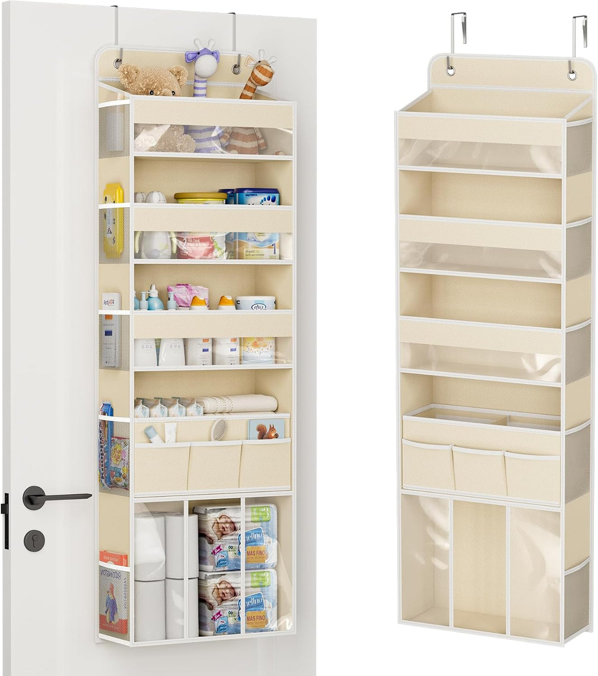 Over the Door Organizer, 5-Shelf Hanging Organizer, Grey