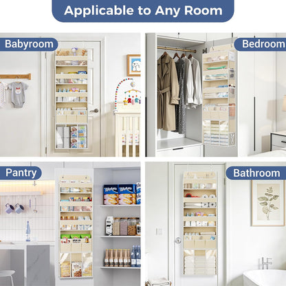 Over the Door Organizer, 5-Shelf Hanging Organizer, Grey