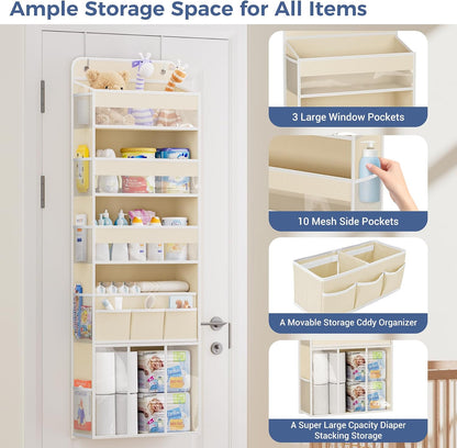 Over the Door Organizer, 5-Shelf Hanging Organizer, Grey