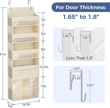 Over the Door Organizer, 5-Shelf Hanging Organizer, Grey