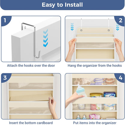 Over the Door Organizer, 5-Shelf Hanging Organizer, Grey