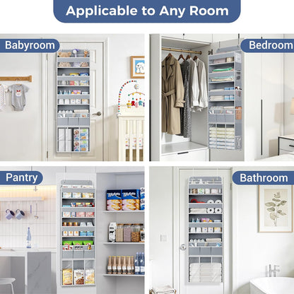 Over the Door Organizer, 5-Shelf Hanging Organizer, Grey