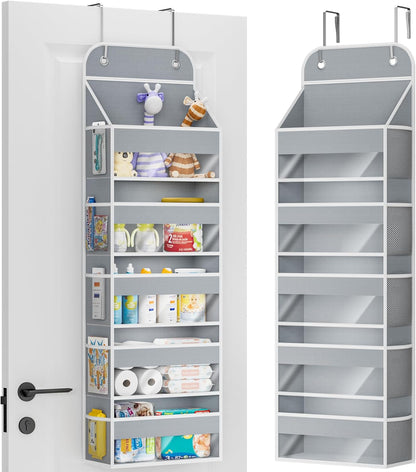 Over the Door Organizer, 5-Shelf Hanging Organizer, Grey
