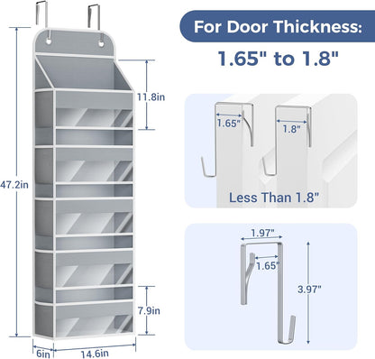 Over the Door Organizer, 5-Shelf Hanging Organizer, Grey