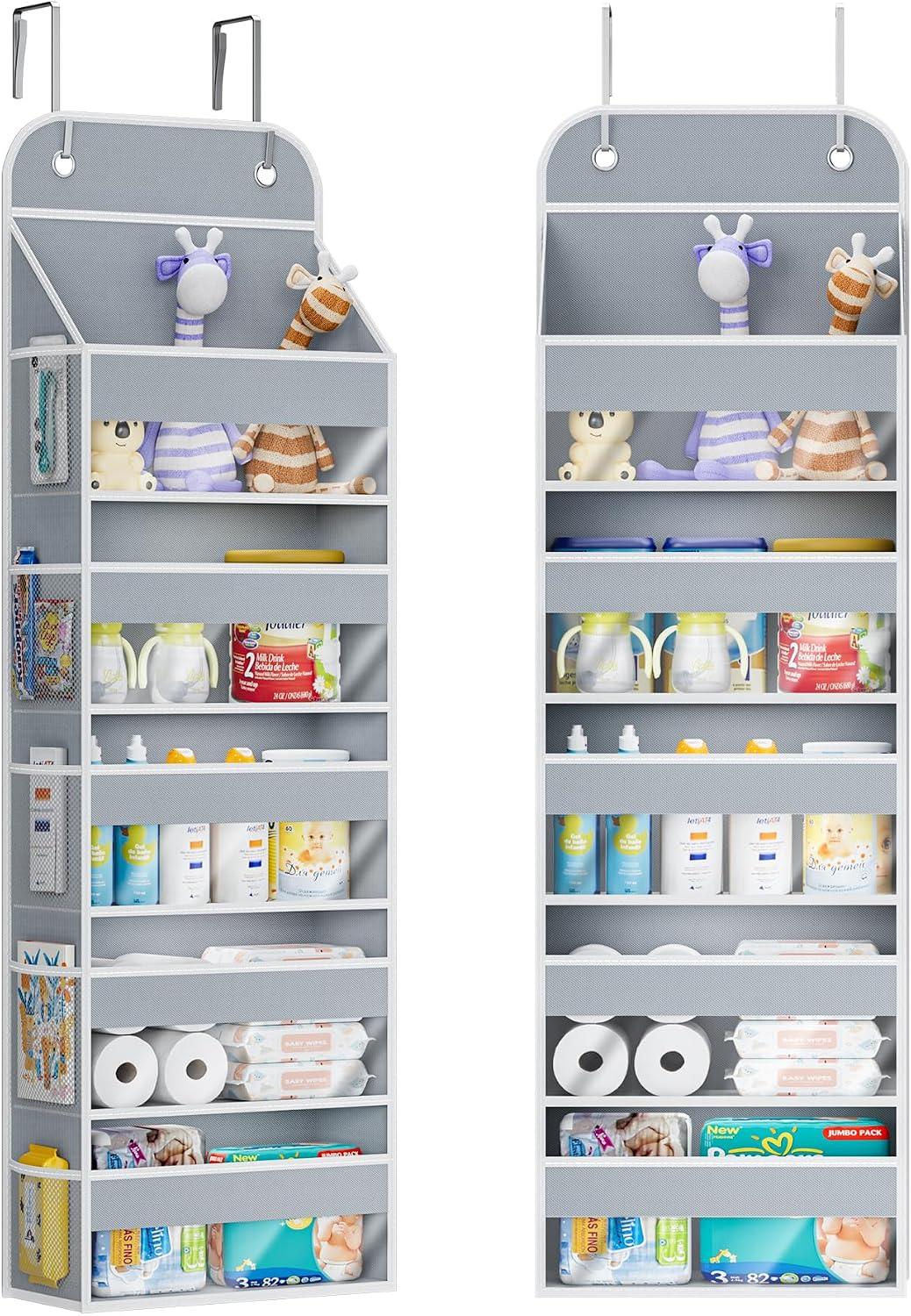 Over the Door Organizer, 5-Shelf Hanging Organizer, Grey