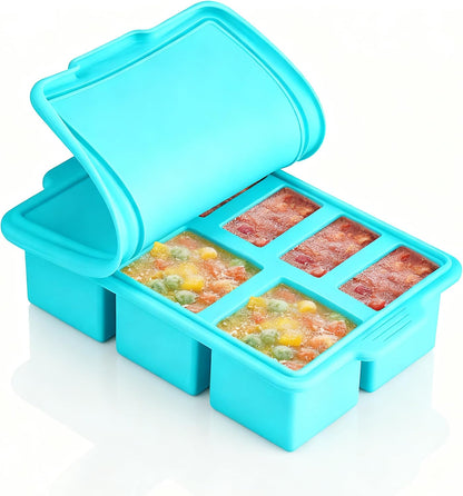 Silicone Freezer Tray with Lid, Steel Frame, Soup & Meal Prep