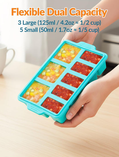 Silicone Freezer Tray with Lid, Steel Frame, Soup & Meal Prep
