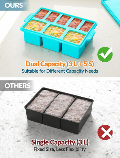 Silicone Freezer Tray with Lid, Steel Frame, Soup & Meal Prep