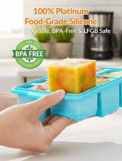 Silicone Freezer Tray with Lid, Steel Frame, Soup & Meal Prep