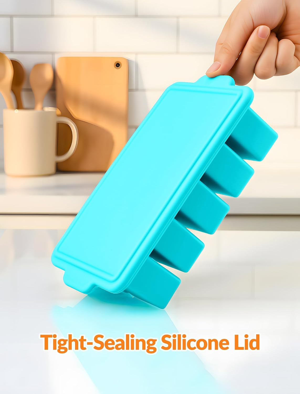 Silicone Freezer Tray with Lid, Steel Frame, Soup & Meal Prep