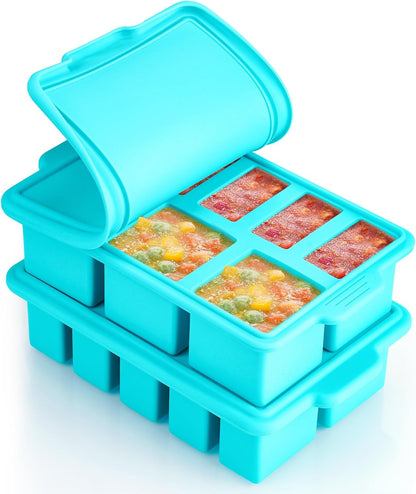 Silicone Freezer Tray with Lid, Steel Frame, Soup & Meal Prep