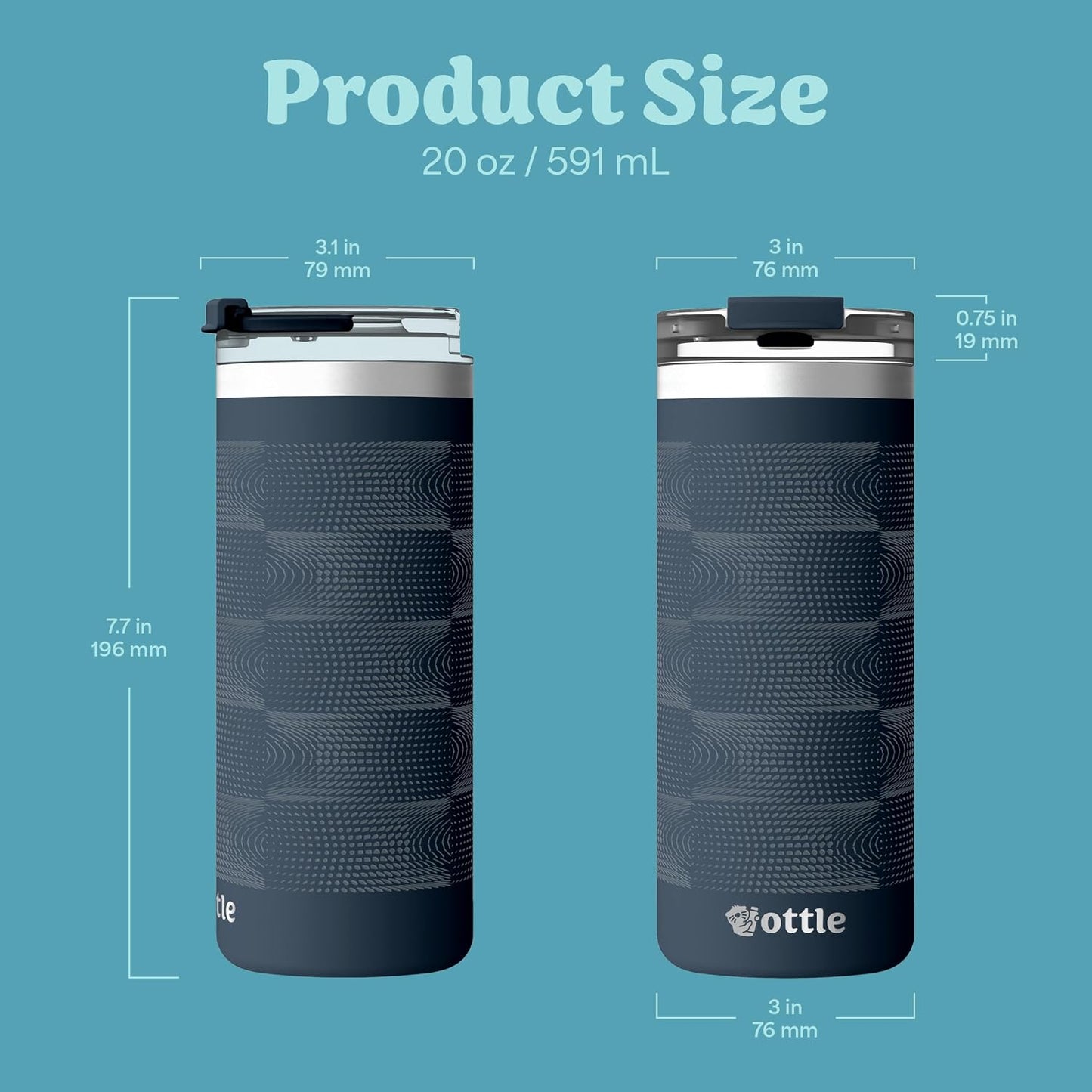 Seaside Sipper 20 oz Insulated Stainless Steel Coffee Tumbler, Reusable Iced Coffee Cup, Hot Coffee Travel Mug with Lid, BPA Free, Leak-Proof Lid - Urban Circuit