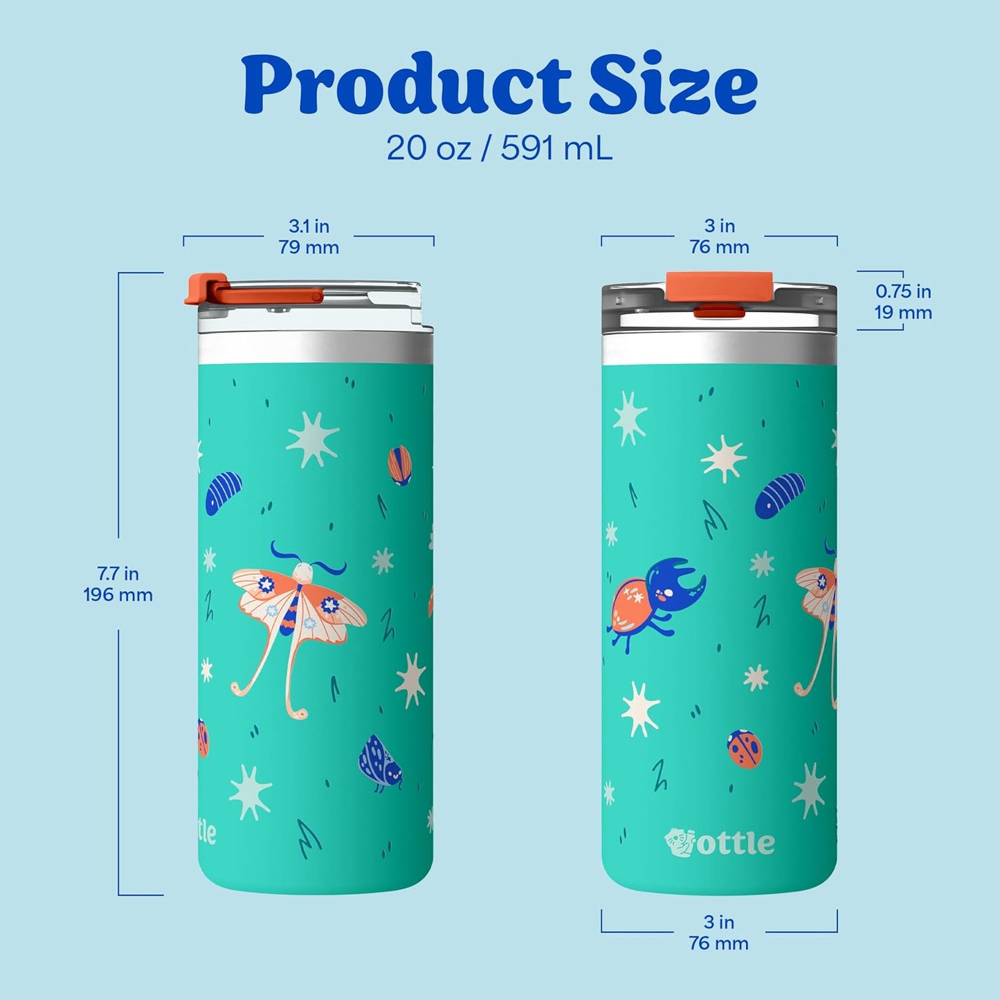Seaside Sipper 20 oz Insulated Stainless Steel Coffee Tumbler, Reusable Iced Coffee Cup, Hot Coffee Travel Mug with Lid, BPA Free, Leak-Proof Lid - Urban Circuit
