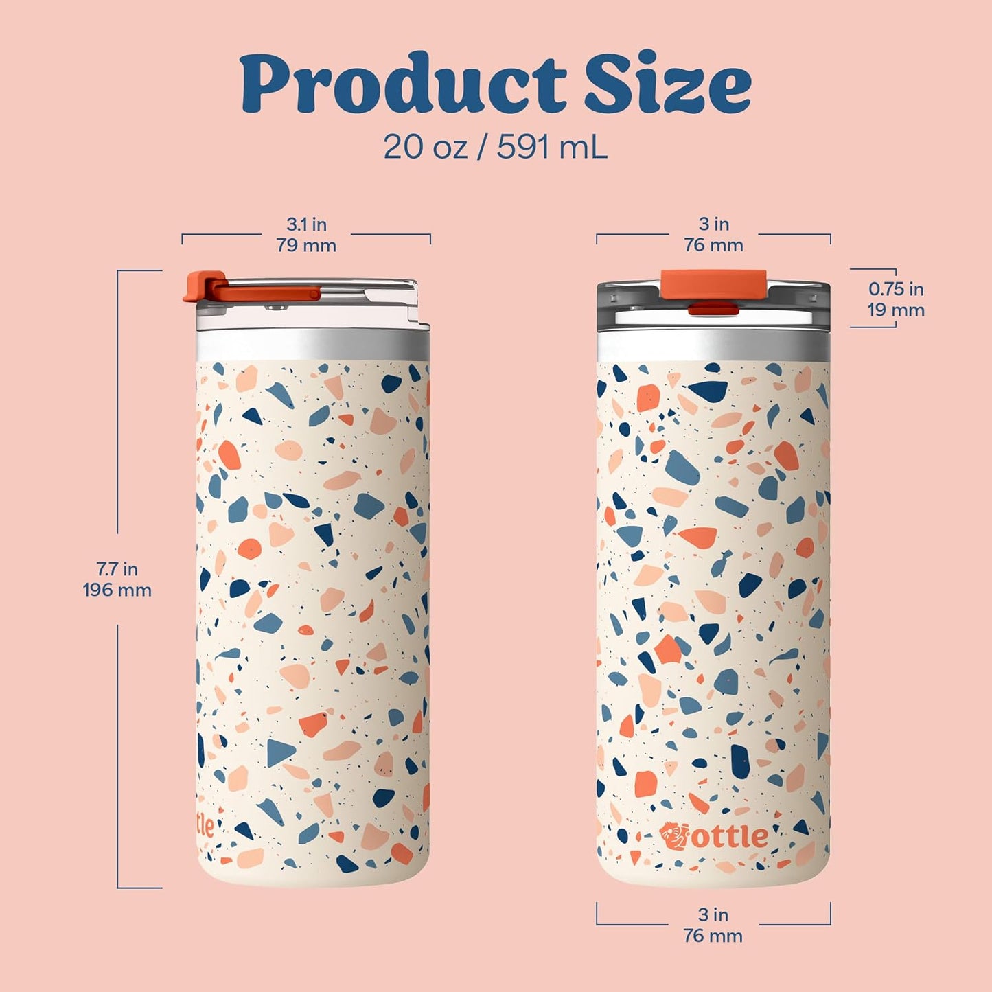 Seaside Sipper 20 oz Insulated Stainless Steel Coffee Tumbler, Reusable Iced Coffee Cup, Hot Coffee Travel Mug with Lid, BPA Free, Leak-Proof Lid - Urban Circuit