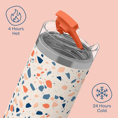 Seaside Sipper 20 oz Insulated Stainless Steel Coffee Tumbler, Reusable Iced Coffee Cup, Hot Coffee Travel Mug with Lid, BPA Free, Leak-Proof Lid - Urban Circuit