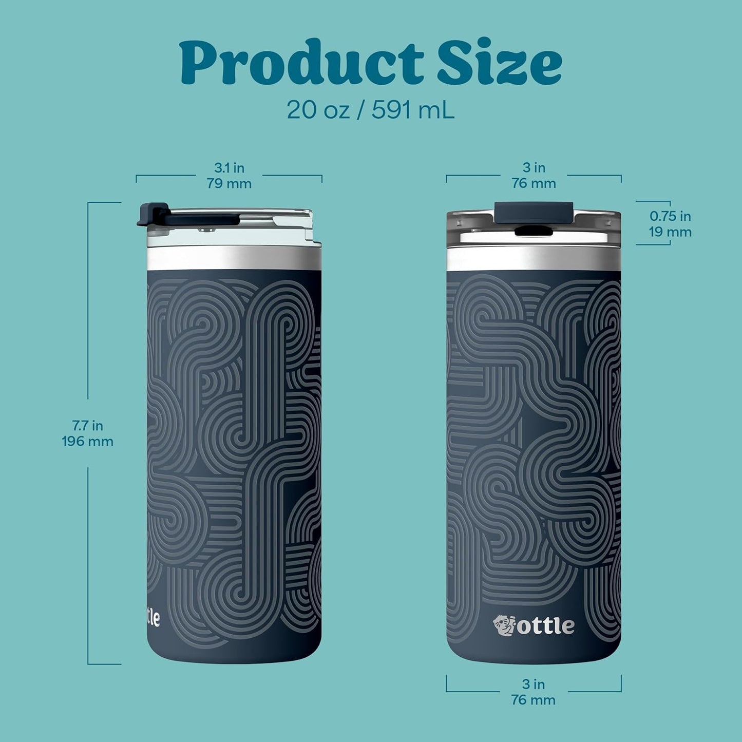 Seaside Sipper 20 oz Insulated Stainless Steel Coffee Tumbler, Reusable Iced Coffee Cup, Hot Coffee Travel Mug with Lid, BPA Free, Leak-Proof Lid - Urban Circuit