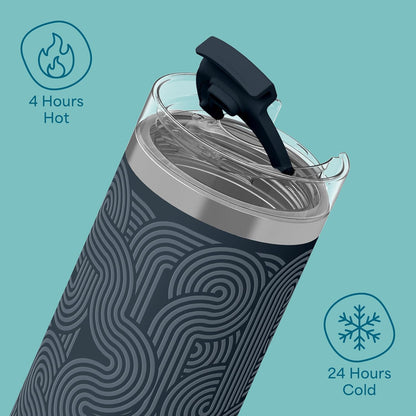 Seaside Sipper 20 oz Insulated Stainless Steel Coffee Tumbler, Reusable Iced Coffee Cup, Hot Coffee Travel Mug with Lid, BPA Free, Leak-Proof Lid - Urban Circuit