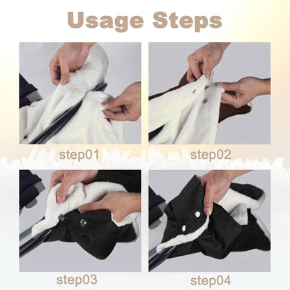 Stroller Gloves, Winter Waterproof Warm Hand Muffs - One-Piece Stroller Handle Covers (Black/Gray) with Clear View Phone Pocket for Outdoor Use (Black)