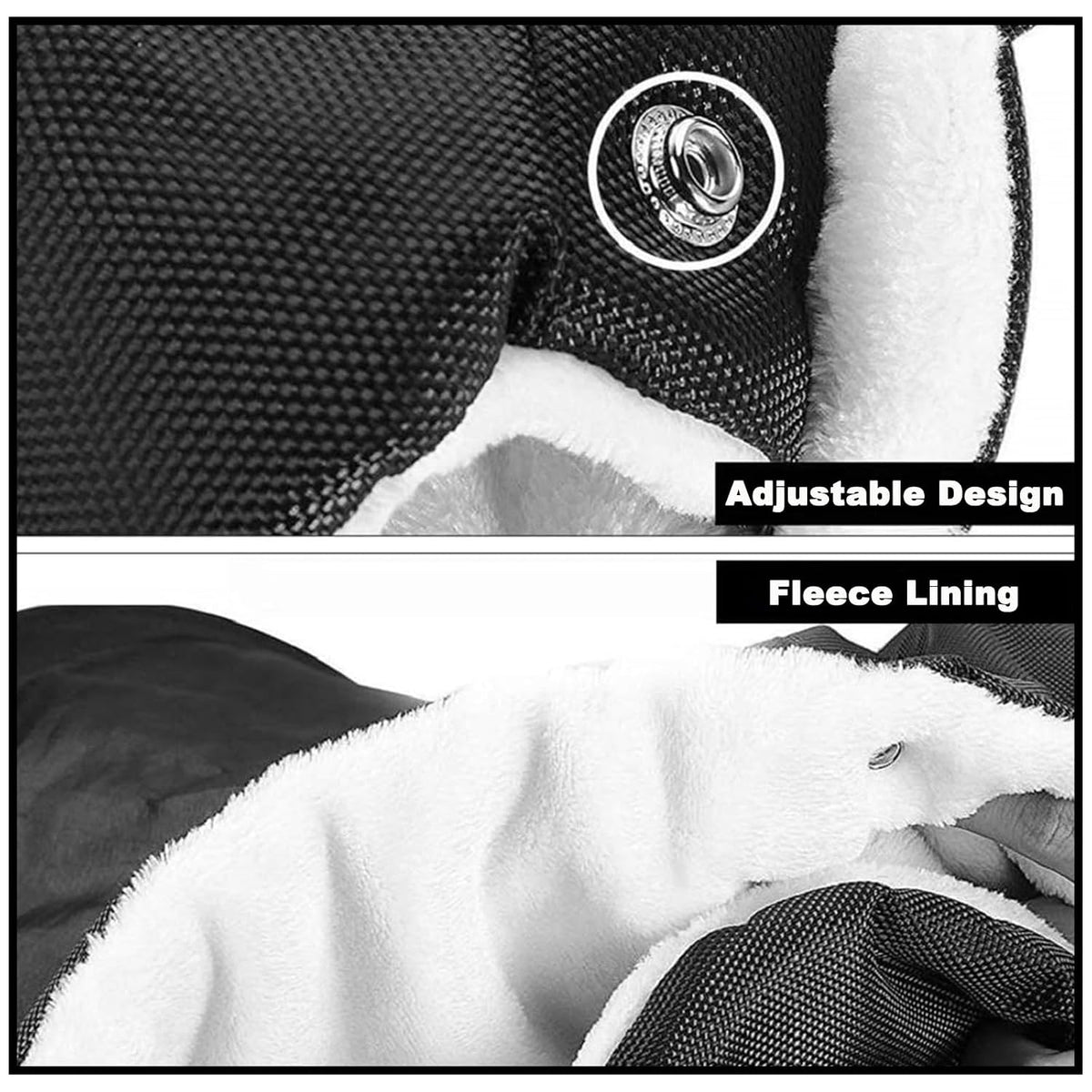 Stroller Gloves, Winter Waterproof Warm Hand Muffs - One-Piece Stroller Handle Covers (Black/Gray) with Clear View Phone Pocket for Outdoor Use (Black)