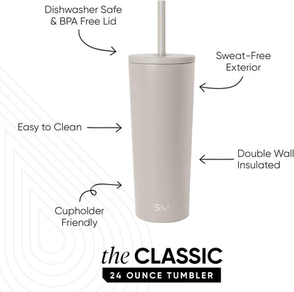 Iced Coffee Tumbler, Insulated | 24oz | Tie Dye | Reusable Stainless Steel Cup, Travel Mug, Water Bottle with Straw | Cupholder Friendly & Spill Resistant, Ocean Tide