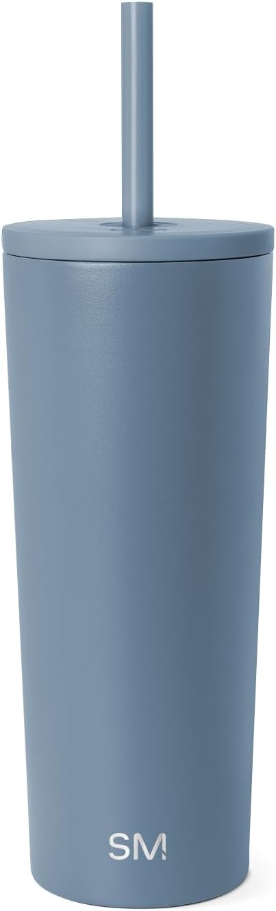 Iced Coffee Tumbler, Insulated | 24oz | Tie Dye | Reusable Stainless Steel Cup, Travel Mug, Water Bottle with Straw | Cupholder Friendly & Spill Resistant, Ocean Tide