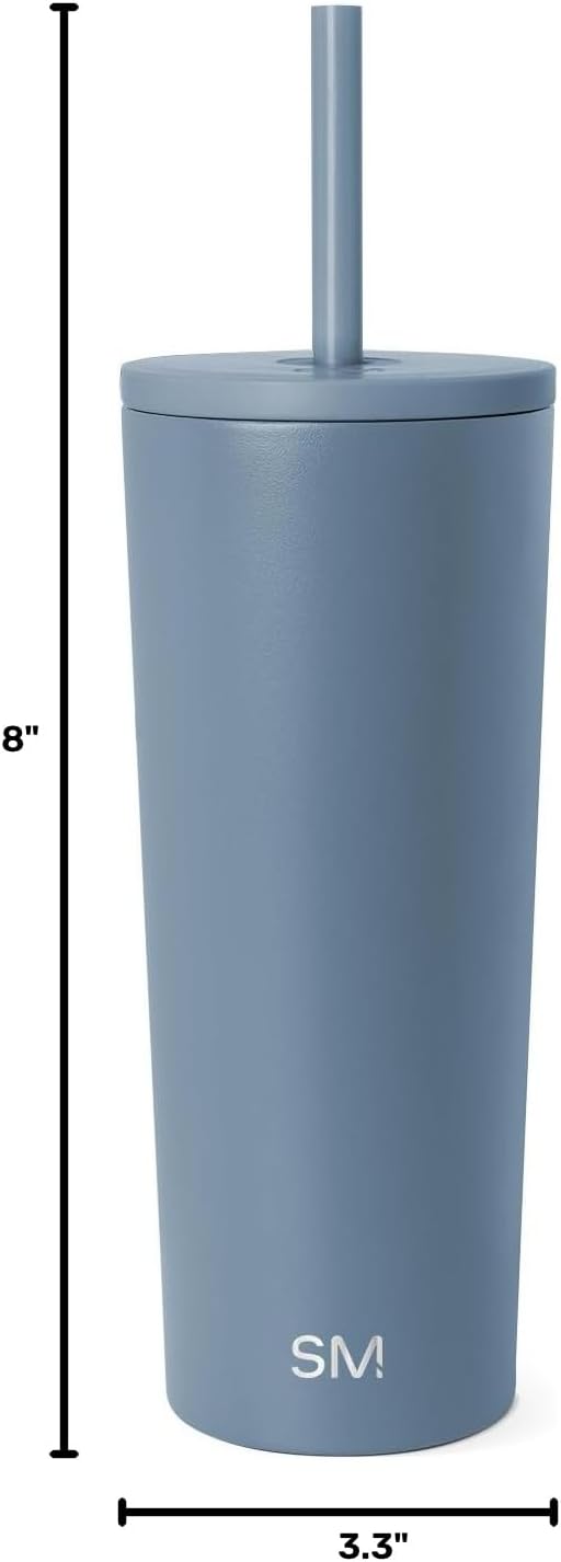 Iced Coffee Tumbler, Insulated | 24oz | Tie Dye | Reusable Stainless Steel Cup, Travel Mug, Water Bottle with Straw | Cupholder Friendly & Spill Resistant, Ocean Tide