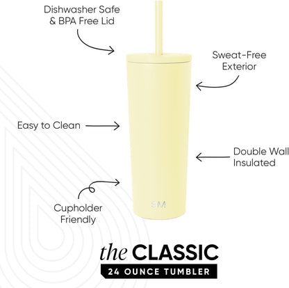 Iced Coffee Tumbler, Insulated | 24oz | Tie Dye | Reusable Stainless Steel Cup, Travel Mug, Water Bottle with Straw | Cupholder Friendly & Spill Resistant, Ocean Tide